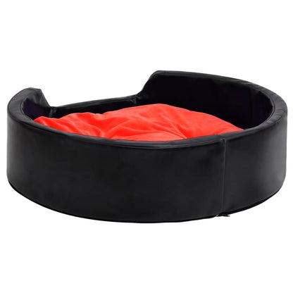 Berkfield Dog Bed Black and Red 79x70x19 cm Plush and Faux Leather
