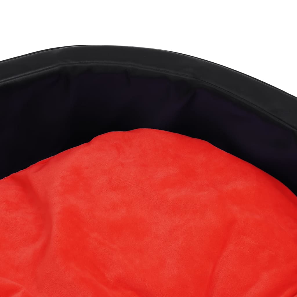Berkfield Dog Bed Black and Red 79x70x19 cm Plush and Faux Leather