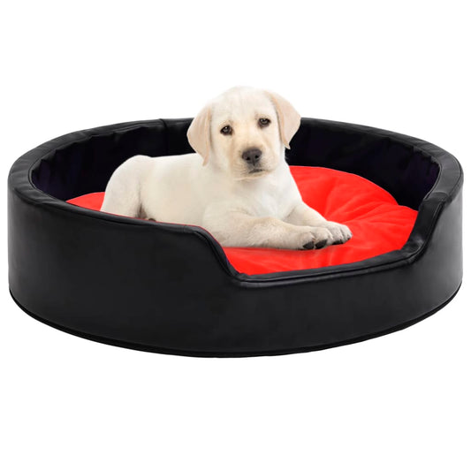 Berkfield Dog Bed Black and Red 99x89x21 cm Plush and Faux Leather