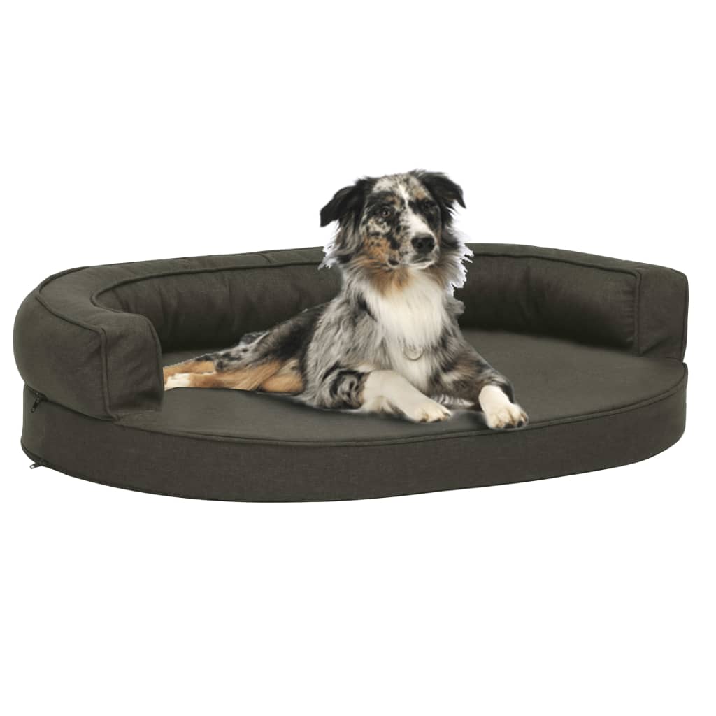 Berkfield Ergonomic Dog Bed Mattress 90x64 cm Linen Look Dark Grey