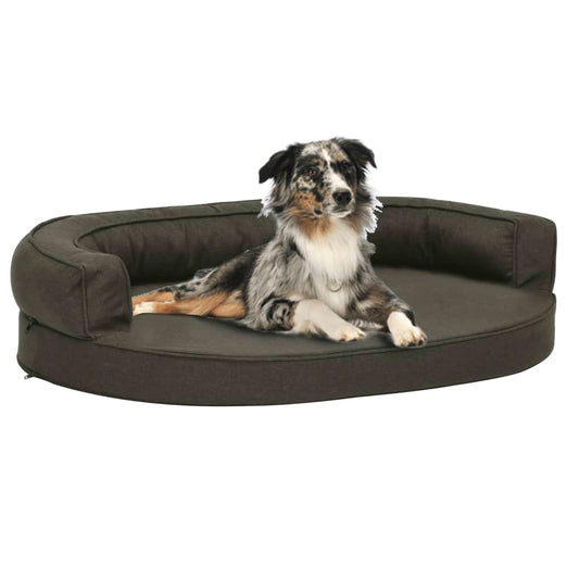 Berkfield Ergonomic Dog Bed Mattress 90x64 cm Linen Look Dark Grey