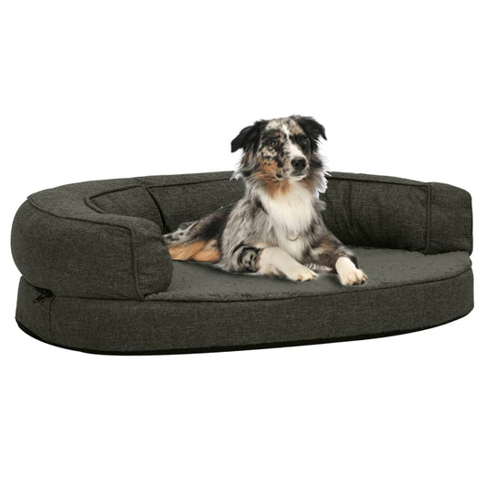Berkfield Ergonomic Dog Bed Mattress 75x53 cm Linen Look Fleece Dark Grey