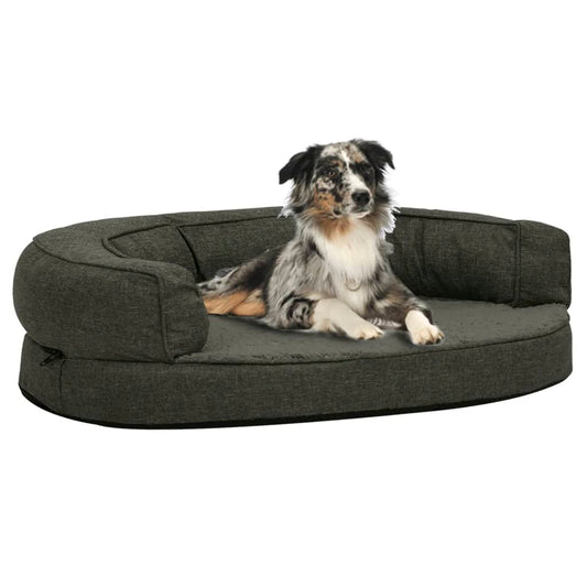 Berkfield Ergonomic Dog Bed Mattress 90x64 cm Linen Look Fleece Dark Grey