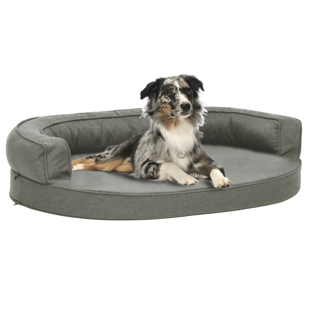 Berkfield Ergonomic Dog Bed Mattress 75x53 cm Linen Look Grey