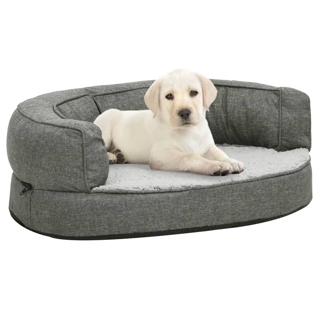 Berkfield Ergonomic Dog Bed Mattress 60x42 cm Linen Look Fleece Grey