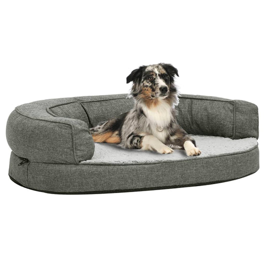 Berkfield Ergonomic Dog Bed Mattress 90x64 cm Linen Look Fleece Grey