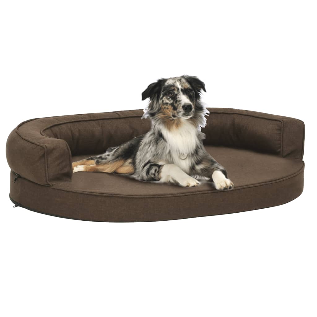 Berkfield Ergonomic Dog Bed Mattress 75x53 cm Linen Look Brown