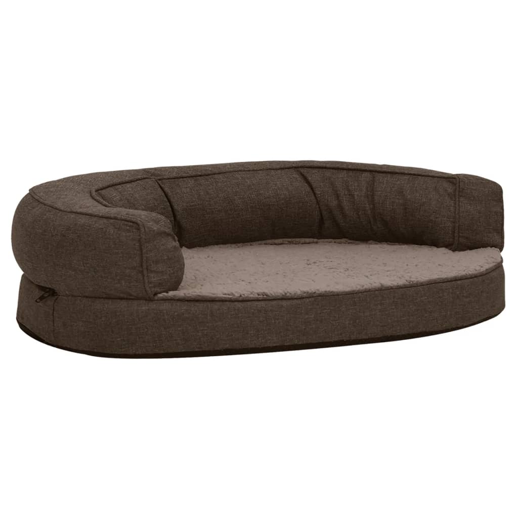 Berkfield Ergonomic Dog Bed Mattress 75x53 cm Linen Look Fleece Brown