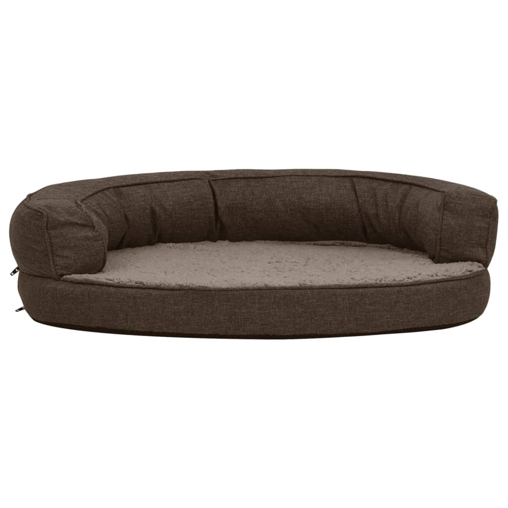 Berkfield Ergonomic Dog Bed Mattress 75x53 cm Linen Look Fleece Brown