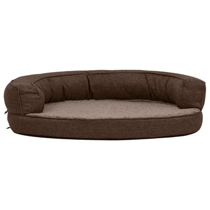 Berkfield Ergonomic Dog Bed Mattress 75x53 cm Linen Look Fleece Brown