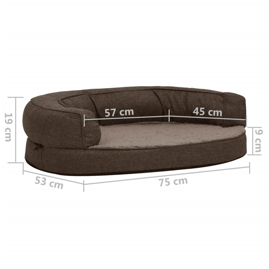 Berkfield Ergonomic Dog Bed Mattress 75x53 cm Linen Look Fleece Brown