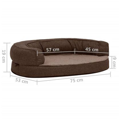 Berkfield Ergonomic Dog Bed Mattress 75x53 cm Linen Look Fleece Brown