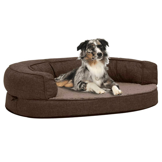 Berkfield Ergonomic Dog Bed Mattress 75x53 cm Linen Look Fleece Brown