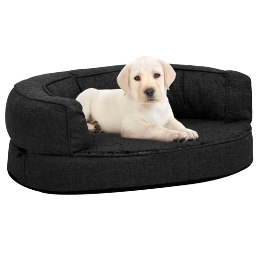 Berkfield Ergonomic Dog Bed Mattress 60x42 cm Linen Look Fleece Black