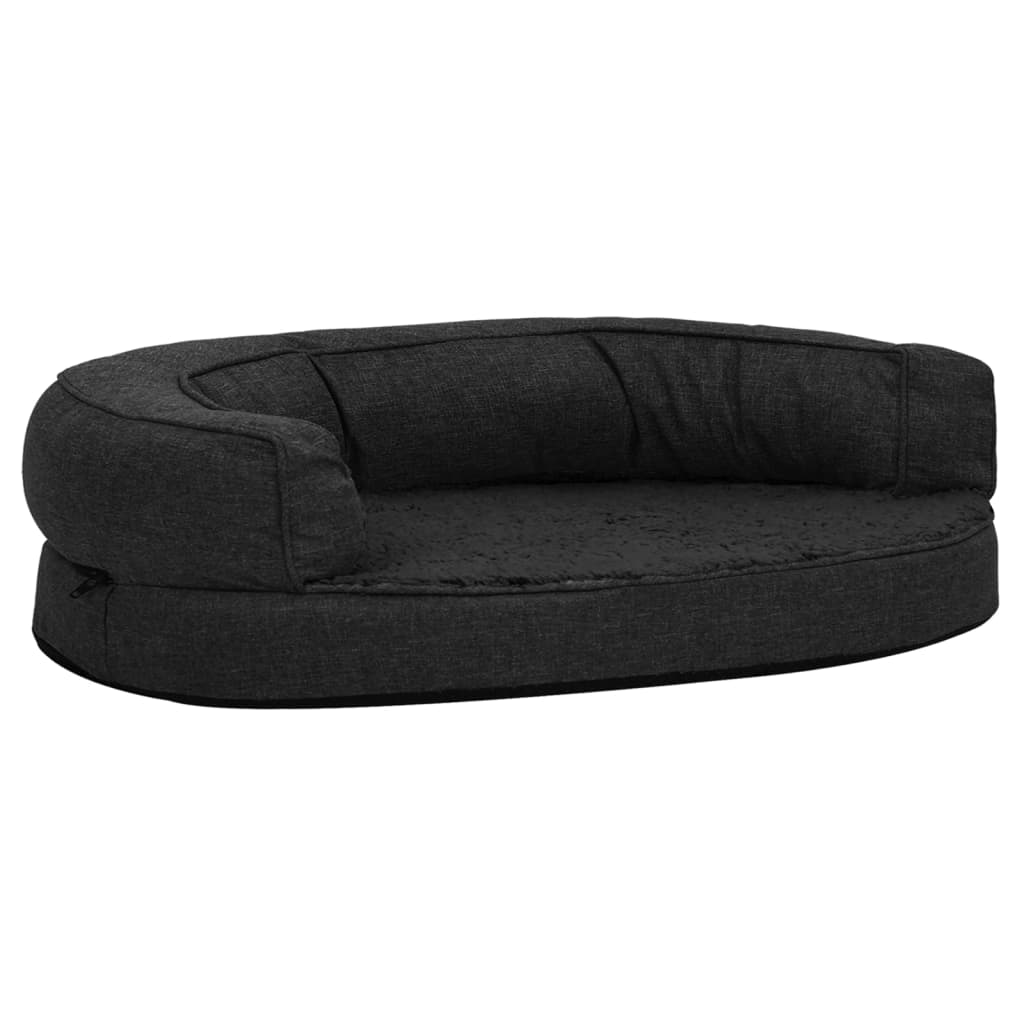Berkfield Ergonomic Dog Bed Mattress 75x53 cm Linen Look Fleece Black