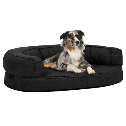 Berkfield Ergonomic Dog Bed Mattress 75x53 cm Linen Look Fleece Black