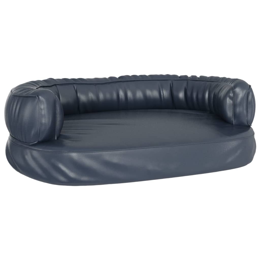 Berkfield Ergonomic Foam Dog Bed Dark Blue 60x42 cm Faux Leather