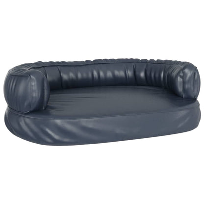 Berkfield Ergonomic Foam Dog Bed Dark Blue 60x42 cm Faux Leather