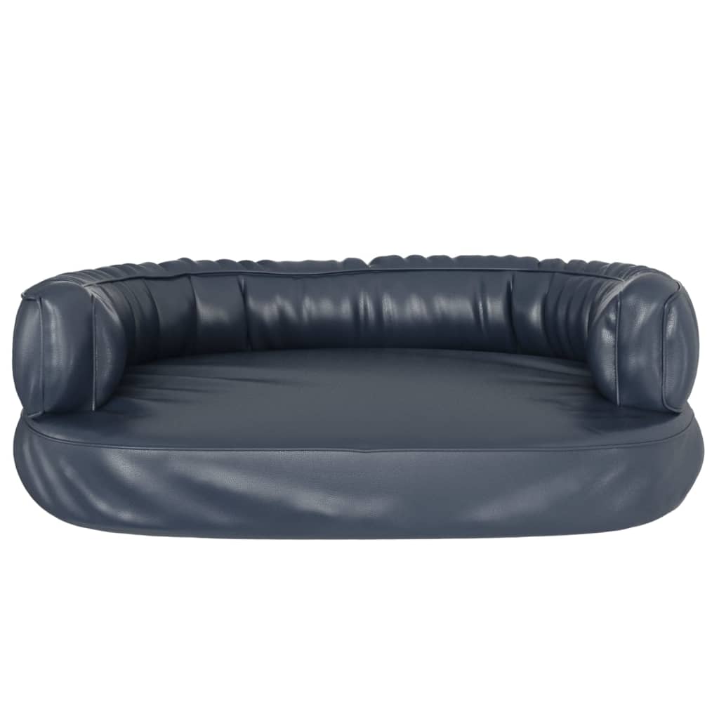 Berkfield Ergonomic Foam Dog Bed Dark Blue 60x42 cm Faux Leather