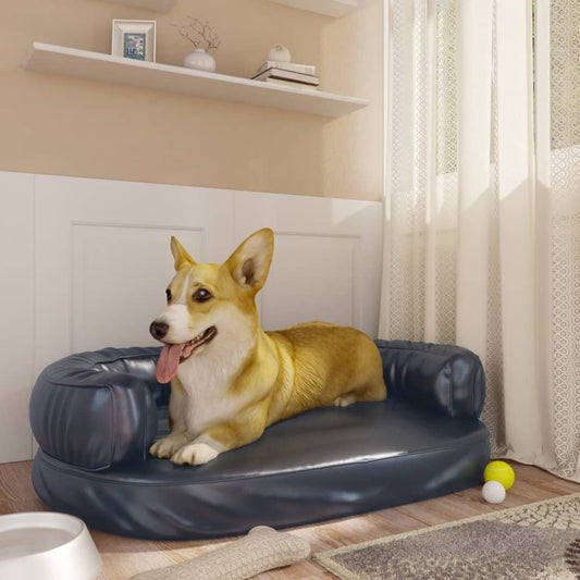 Berkfield Ergonomic Foam Dog Bed Dark Blue 75x53 cm Faux Leather