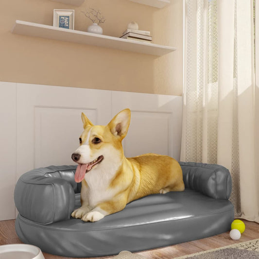 Berkfield Ergonomic Foam Dog Bed Grey 75x53 cm Faux Leather
