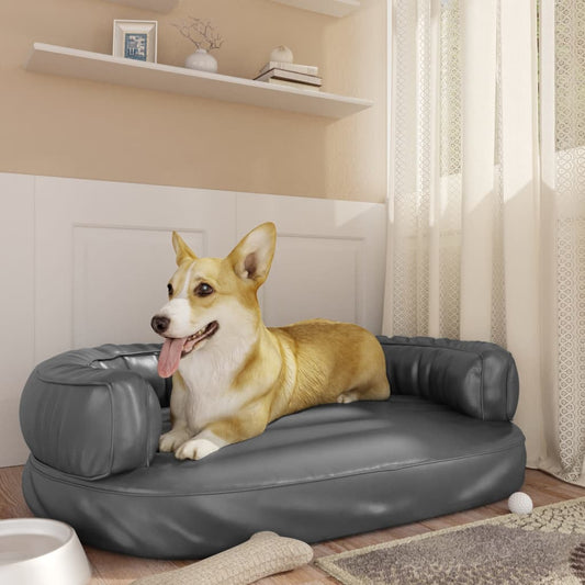 Berkfield Ergonomic Foam Dog Bed Grey 88x65 cm Faux Leather