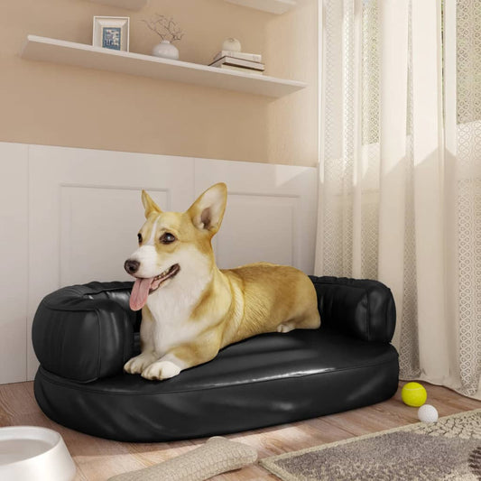 Berkfield Ergonomic Foam Dog Bed Black 60x42 cm Faux Leather