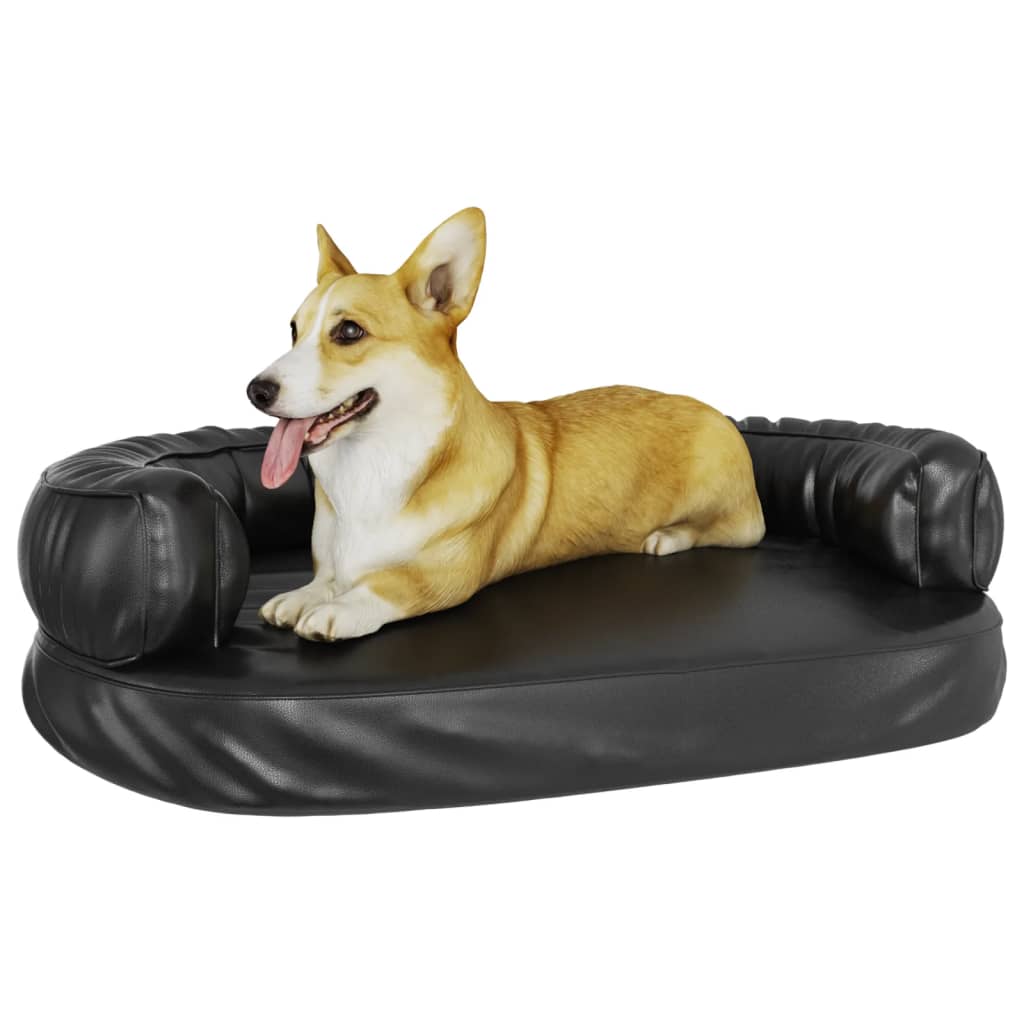 Berkfield Ergonomic Foam Dog Bed Black 88x65 cm Faux Leather