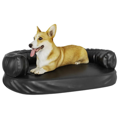 Berkfield Ergonomic Foam Dog Bed Black 88x65 cm Faux Leather