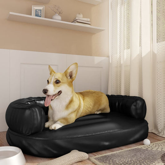 Berkfield Ergonomic Foam Dog Bed Black 88x65 cm Faux Leather