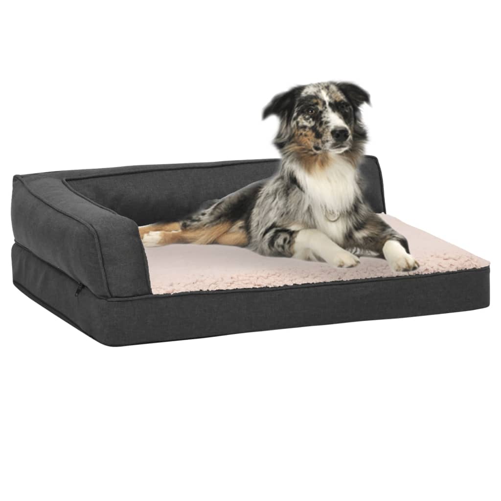 Berkfield Ergonomic Dog Bed Mattress 60x42 cm Linen Look Fleece Dark Grey