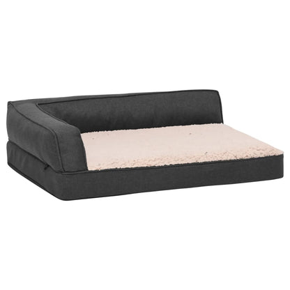 Berkfield Ergonomic Dog Bed Mattress 75x53 cm Linen Look Fleece Dark Grey