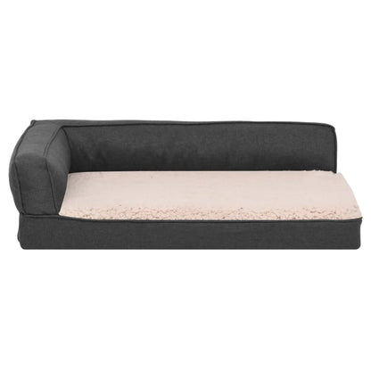 Berkfield Ergonomic Dog Bed Mattress 75x53 cm Linen Look Fleece Dark Grey