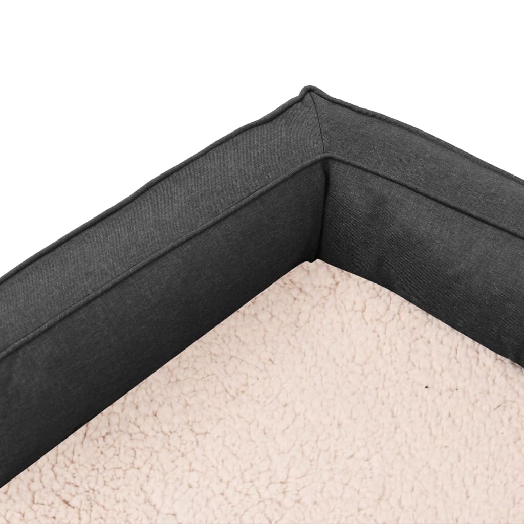 Berkfield Ergonomic Dog Bed Mattress 75x53 cm Linen Look Fleece Dark Grey