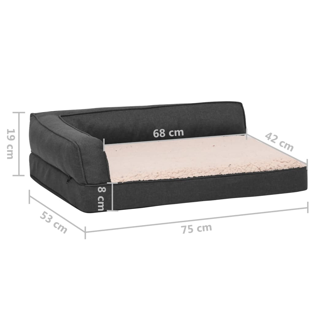 Berkfield Ergonomic Dog Bed Mattress 75x53 cm Linen Look Fleece Dark Grey