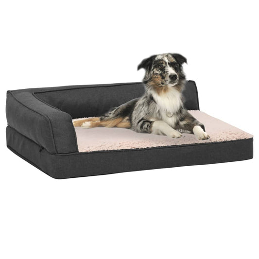Berkfield Ergonomic Dog Bed Mattress 75x53 cm Linen Look Fleece Dark Grey