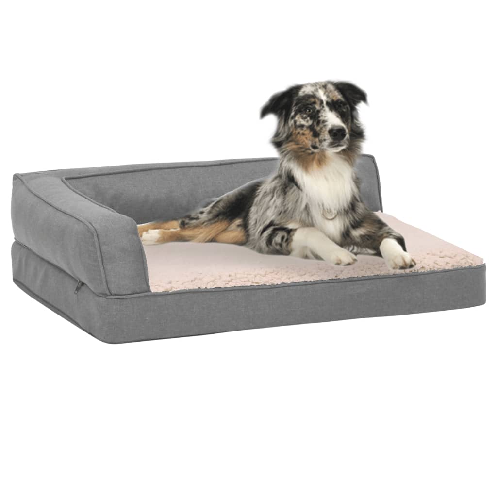 Berkfield Ergonomic Dog Bed Mattress 60x42 cm Linen Look Fleece Grey