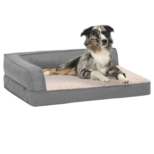 Berkfield Ergonomic Dog Bed Mattress 60x42 cm Linen Look Fleece Grey