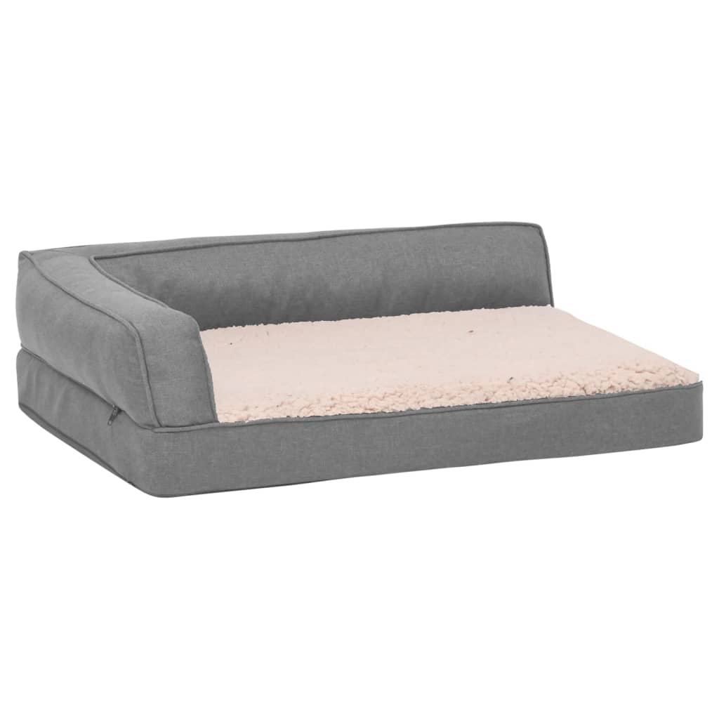 Berkfield Ergonomic Dog Bed Mattress 75x53 cm Linen Look Fleece Grey