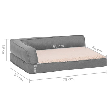 Berkfield Ergonomic Dog Bed Mattress 75x53 cm Linen Look Fleece Grey
