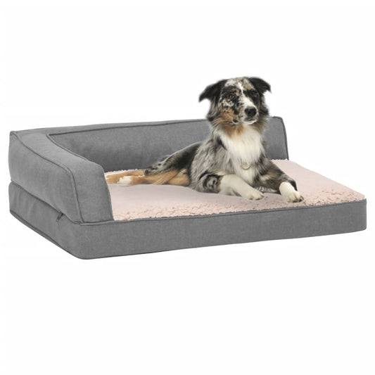 Berkfield Ergonomic Dog Bed Mattress 75x53 cm Linen Look Fleece Grey