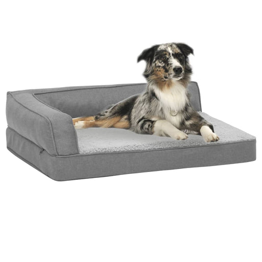 Berkfield Ergonomic Dog Bed Mattress 60x42 cm Linen Look Fleece Grey