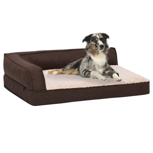 Berkfield Ergonomic Dog Bed Mattress 90x64 cm Linen Look Fleece Brown