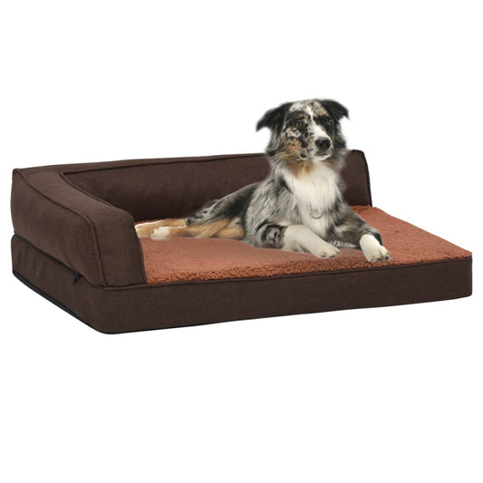 Berkfield Ergonomic Dog Bed Mattress 75x53 cm Linen Look Fleece Brown