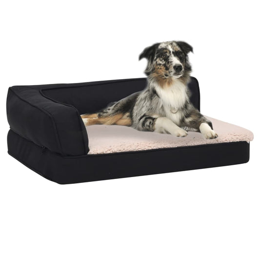 Berkfield Ergonomic Dog Bed Mattress 60x42 cm Linen Look Fleece Black