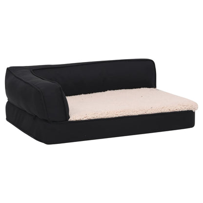 Berkfield Ergonomic Dog Bed Mattress 90x64 cm Linen Look Fleece Black
