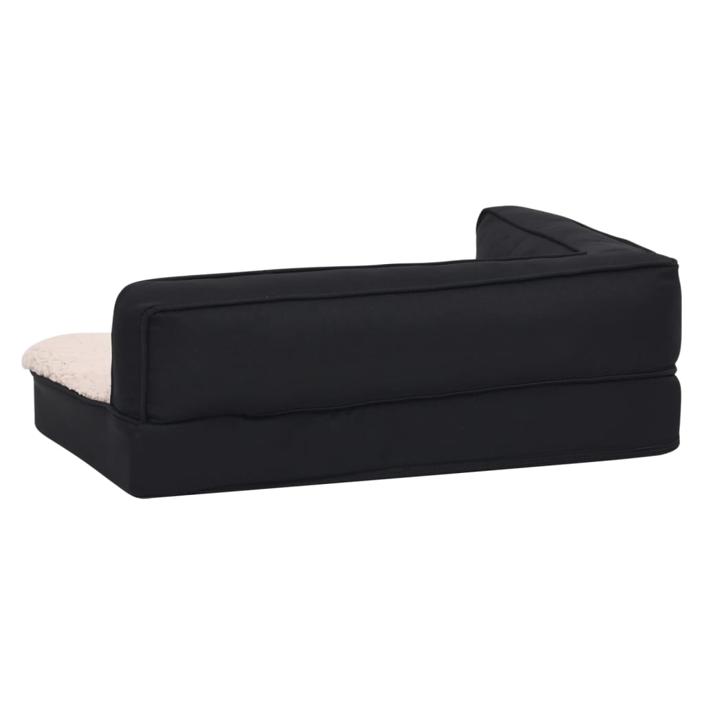 Berkfield Ergonomic Dog Bed Mattress 90x64 cm Linen Look Fleece Black
