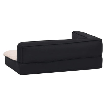 Berkfield Ergonomic Dog Bed Mattress 90x64 cm Linen Look Fleece Black