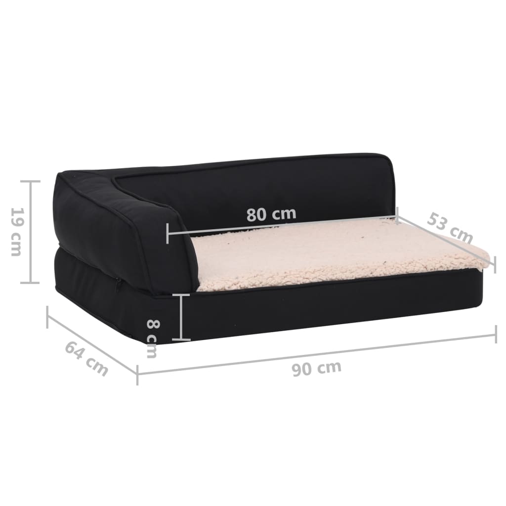 Berkfield Ergonomic Dog Bed Mattress 90x64 cm Linen Look Fleece Black