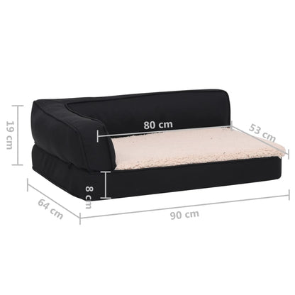 Berkfield Ergonomic Dog Bed Mattress 90x64 cm Linen Look Fleece Black